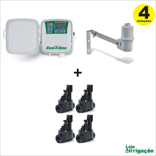 Imagem 1 de 4 de Controlador Rain Bird 4 Est. + 4 100-hv 1 + Sensor Chuva