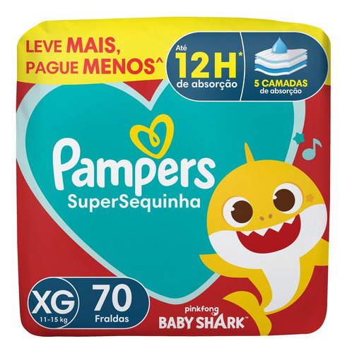 Pampers Supersequinha Fralda Xg 70u Extra Grande (xg) Sem Gênero
