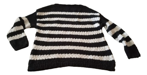 Sweater Dama Tejido A Rayas Blanco Y Negro Talle Unico