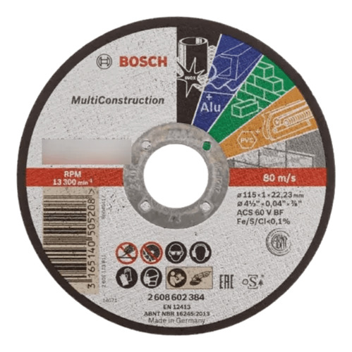 Disco Corte Multiconstrucción Bosch 115x1mm Pz-384