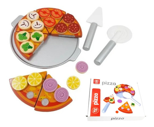 Imagen 4 de 7 de Cocina De Juguete Niñas 42 Piezas Maleta + Pizza Para Cortar