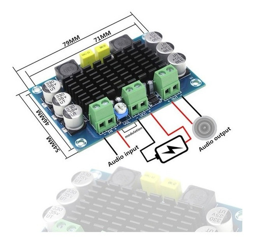 Imagen 4 de 7 de Modulo Amplificador De Audio Mono 100w Rms Tpa3116d2 Clase D