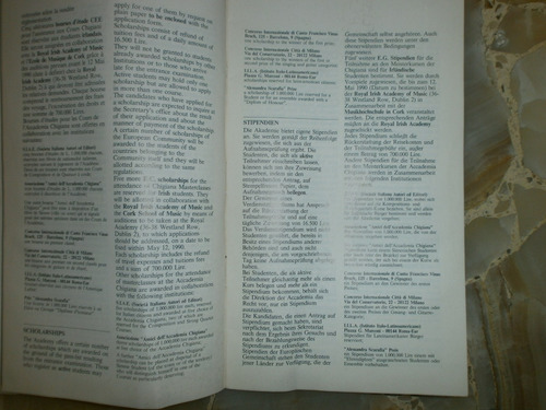 Accademia Musicale Chigiana Siena 1990 Corsi Estivi Di Perfe (Usado)