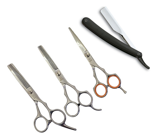 Kit 3 Tijeras Microdentada + Pulir + Entresacar + Navaja 7