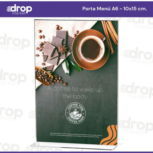 Porta Menú Acrílico 10x15 A6 Restaurante Qr Hoja X 10 U.