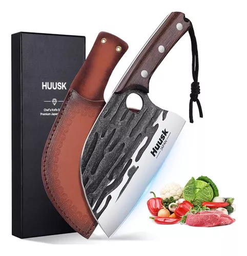 Huusk - Cuchillo vikingo de cocina japonesa, cuchillo Huusk de espiga  completa, cuchillos de carnicero de acero de alto carbono, cuchillos  japoneses