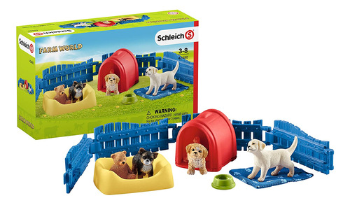 Schleich Farm World Puppy Pen Set De Juego Educativo De 13 P