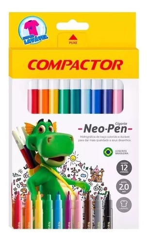 Canetinha Hidrográfica Durável Lavável Compacto Neo Pen 12un
