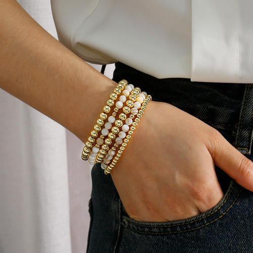 Una Nube De Oro Pulseras Con Cuentas De Oro Para Mujeres De