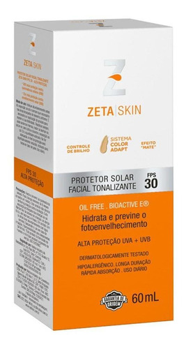 Protetor Solar Zeta Skin Facial Fps 30 Color Adapt 60ml