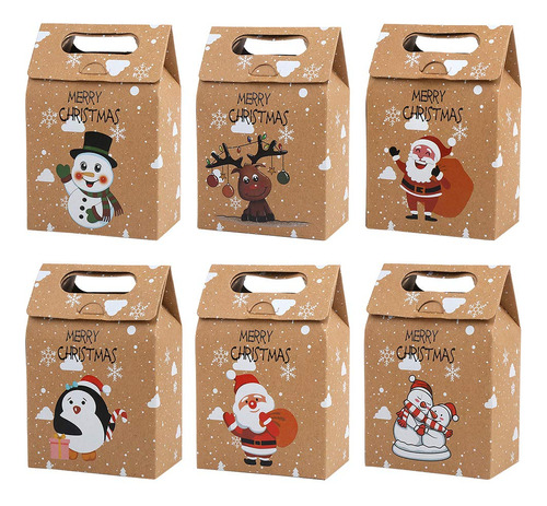 Bolsas Para Golosinas De Papel Kraft Para Navidad 24 Piezas