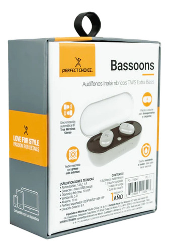 Audífonos Inalámbricos Bt Tws Extra Bass Perfect Blancos Blanco