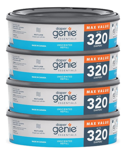 Diaper Genie Essentials Paquete De 4 Repuestos Redondos