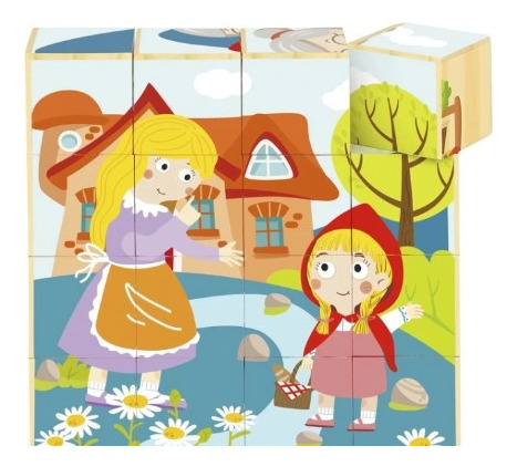 Juego Bloques Madera Puzzle Tooky Toy Caperucita Roja