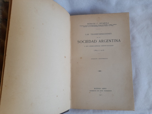 Las Transformaciones De La Sociedad Argentina, Rivarola 1911