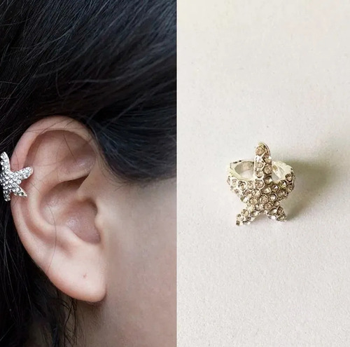 Simulador De Piercing Estrella De Mar Con Clip Color Plata