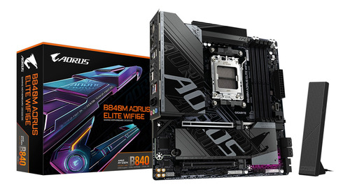 Placa Madre Gigabyte B840m Aorus Elite Wifi6e Am5 Color Negro