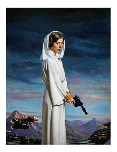 Cuadro Lienzo Póster Star Wars Leia Arte Geek 80x106cm