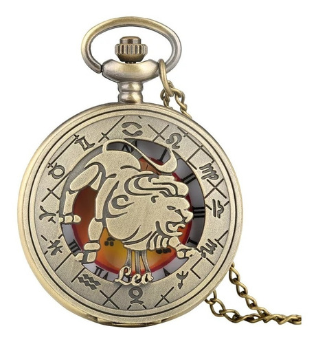 Reloj De Bolsillo Vintage Leo Signos Del Zodiaco