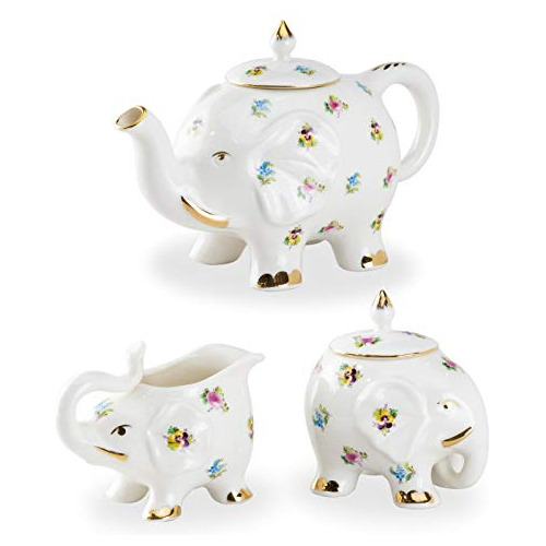 Grace Teaware Happy Elephant De Porcelana Fina (juego De Té 