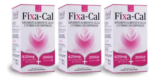 Kit 3 Fixa-cal 90cpr-calcio 625mg + Vit. D 200ui 