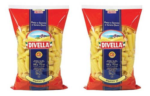 2 Paquetes X 500g Rigatoni Pasta Italiana Divella 