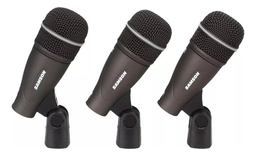 Set De 3 Microfonos Para Bateria Con Soporte Samson Dk703