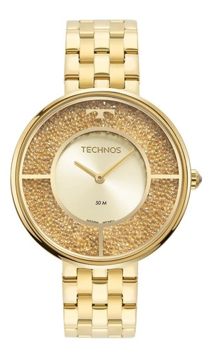 Relógio Technos Feminino Original Crystal Dourado Garantia