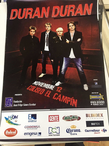 Duran Duran Poster Concierto En Colombia Promo