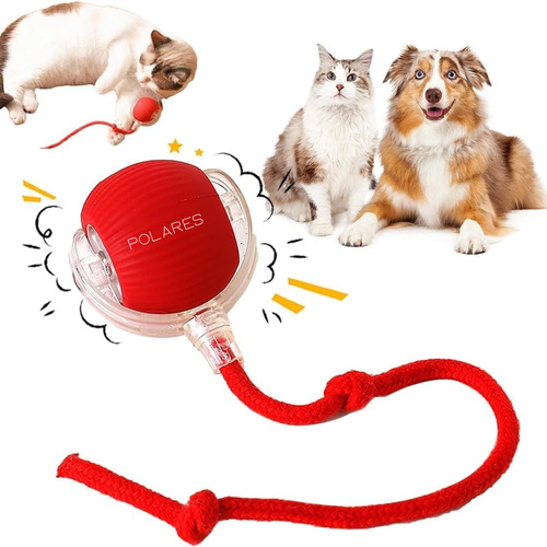 Polares Bolinha Interativa Gatos Pet Animais Usb Recarregável Cor Vermelho