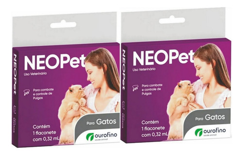 Antipulgas Kit 2un Neopet Gatos Até 8kg 0,32ml Ouro Fino