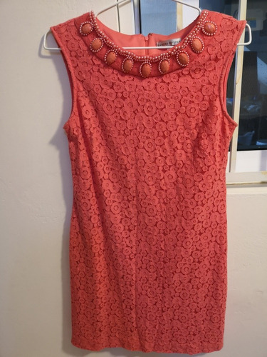 Vestido De Encaje Color Coral Talla 10 (mediana)