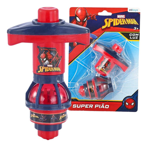 Pião Lançador Spiderman Homem Aranha Brinquedo Com Luzes Cor Vermelho