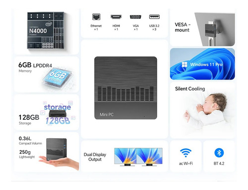 Mini Pc Soyo Intel N4000 6gb Ram 128gb Rom Windows 11 Bivolt