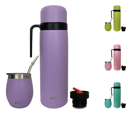 Set Termo 750ml + Mate Acero Termico. Bombilla Regalo.