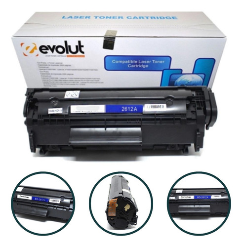 Cartucho Toner Compatível Evolut 2612a 1010 1015 1018 1020 Tinta Preto