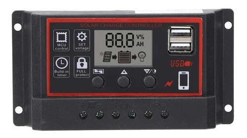 Controlador Solar Dual Usb Pantalla Lcd Pwm Regulador 12