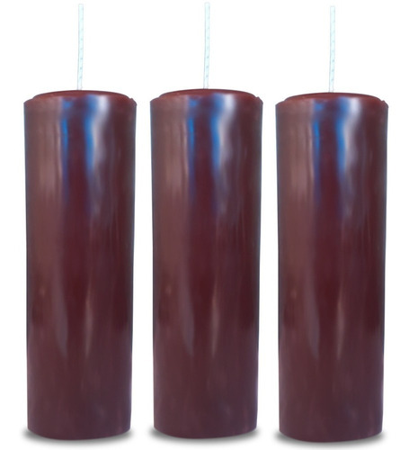Kit 3 Velas Votivas 7 Sete Dias Colorida Marrom