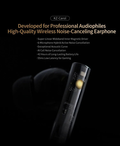 Fones De Ouvido Intra-auriculares Sem Fio Kz Carol Iem Fones