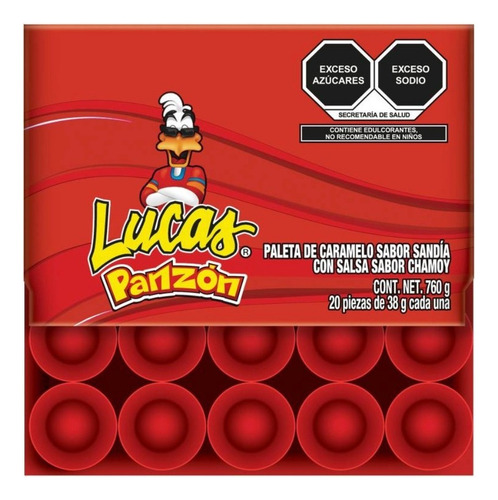 Lucas Panzón Caramelo Macizo Sabor Sandia Paquete De 20 Piezas
