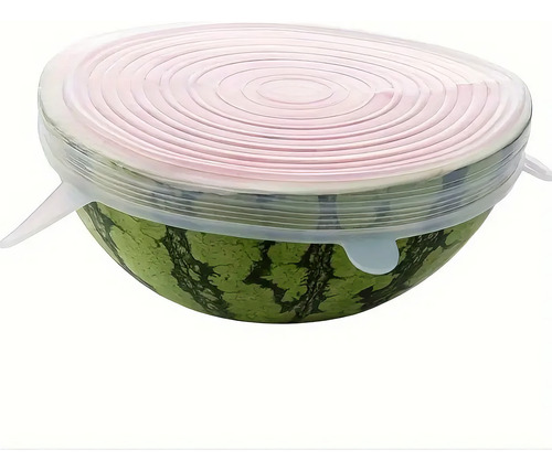 Tapas De Silicona Herméticas Reutilizables 6pz Multiusos Transparente Circular