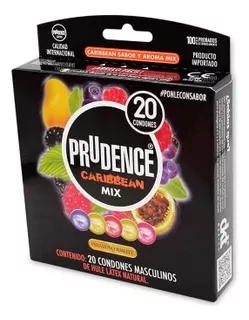 Condones De Látex Prudence Caribbean Mix 20 Condones