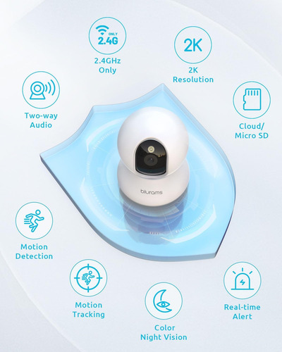 Cámara De Seguridad 2k Para Interiores Con Seguimiento 360 G 2.4ghz - Paquete De 2