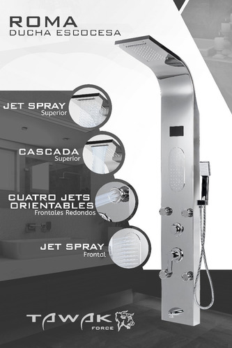 Imagen 4 de 10 de Ducha Escocesa Columna 7 Jet Display Tawak - Roma