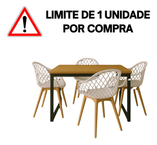 Set Mesa Sala Jantar Reforçada 4 Cadeiras Web Modernas