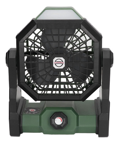 Ventilador De Camping Con Linterna Led, Verde, Portátil Para