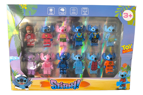 Mini Figuras Lilo & Stitch Muñecos Pack X 12 Disney Bloques