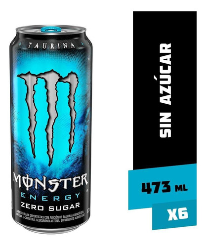 Imagen 1 de 1 de Monster Energy Zero Sugar Lata X 6 473 Cc