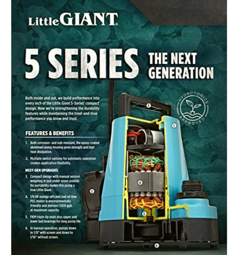 Little Giant 5-msp 115 Voltios, 1/6 Hp, 1500 Gph, Bomba