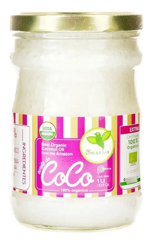 Aceite De Coco Extra Virgen Organico Multibeneficios 1 Litro